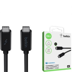 Belkin F2CD081BT1M-BLK Thunderbolt 3 Cable 3.28 ft USB Data Transfer Cable