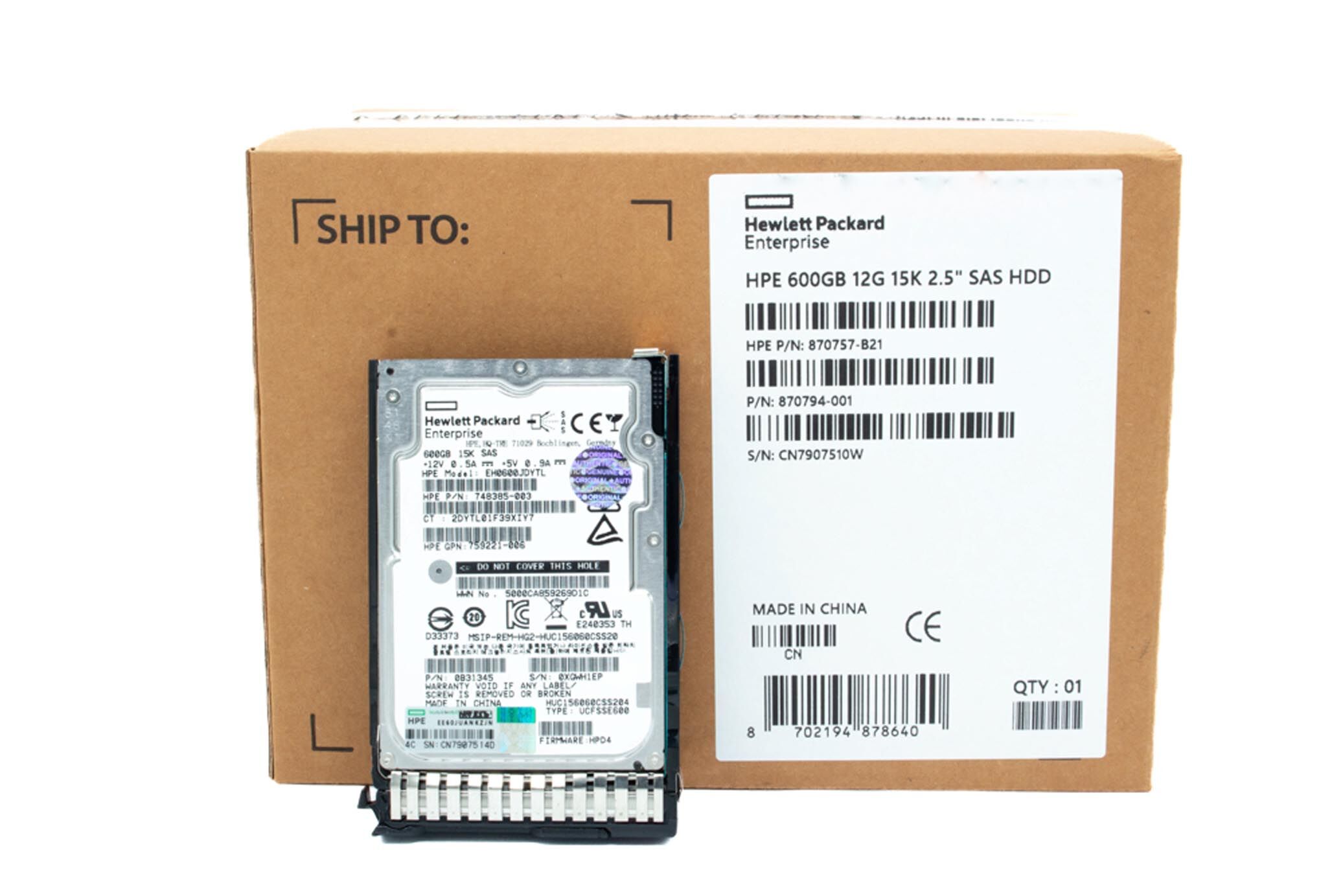 HP HDD 600GB 15K 12G SAS 870794-001