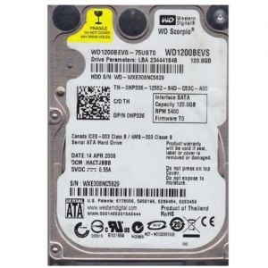 Western Digital WD1200BEVS-75UST0 DCM:HHCTJHBB 120gb 2.5" Sata Hard drive