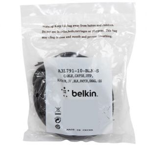 Belkin A3L791-10-BLK Cat5e Patch Cable - RJ-45 Male Network - 10ft - Black