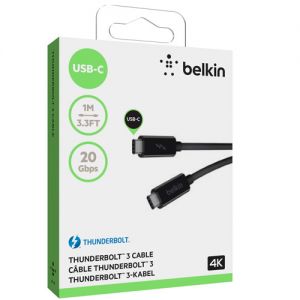 Belkin F2CD081BT1M-BLK Thunderbolt 3 Cable 3.28 ft USB Data Transfer Cable