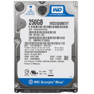 Western Digital Scorpio Blue 250GB Hard Drive 2.5" WD2500BEVT