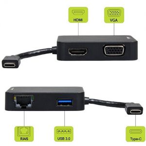 Port Connect Travel Docking Station Type C TO USB 3.0 / 2.0 , HDMI , VGA , RJ45 | 901902